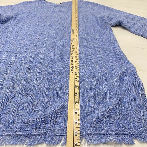 J. Jill Blue Round Neck Tunic Length Ribbed Knit Sweater Button Detail Sz M - Picture 11 of 11